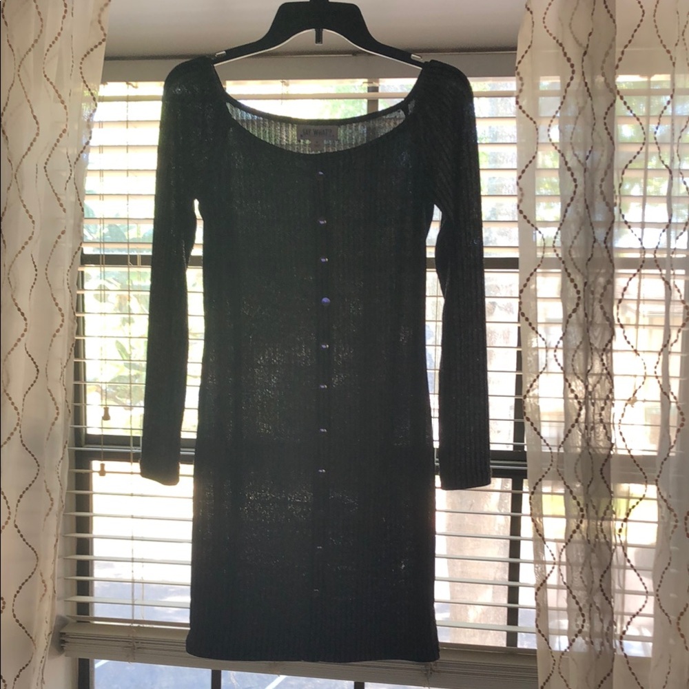 Elegant Black/Silver Long Sleeve Dress